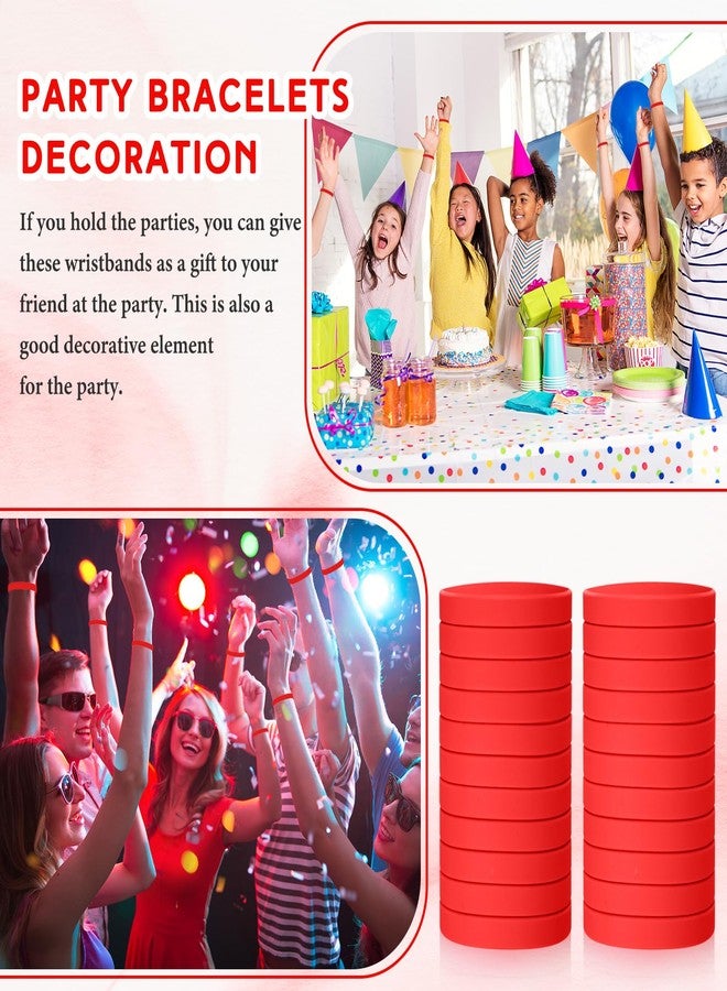 Liliful 100 Pcs Silicone Rubber Wristbands Rubber Wristband Bracelet Bands for Silicone Wristbands for Women Men(Red) - Image 5
